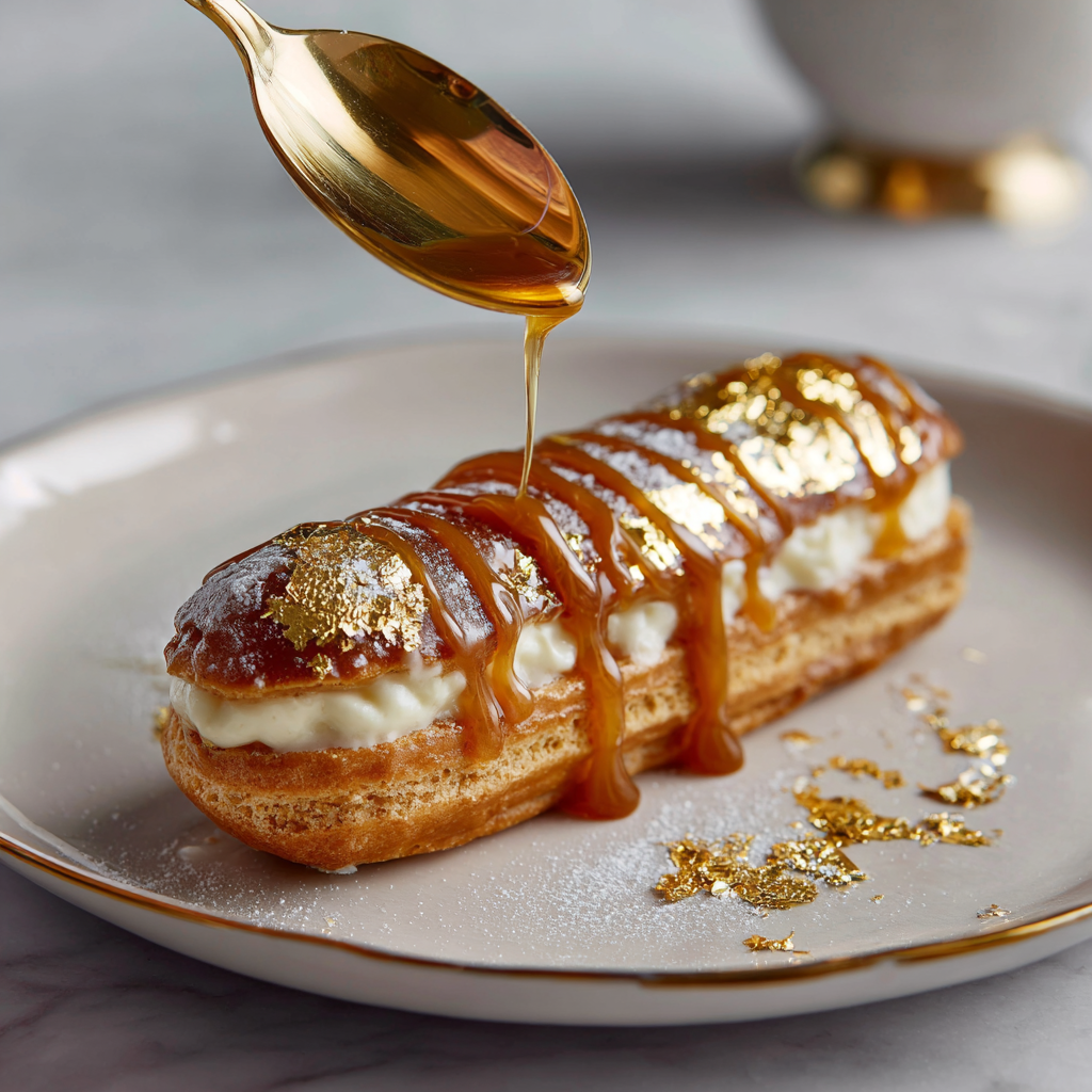 Salted Caramel Éclair with Gold Leaf Recipe