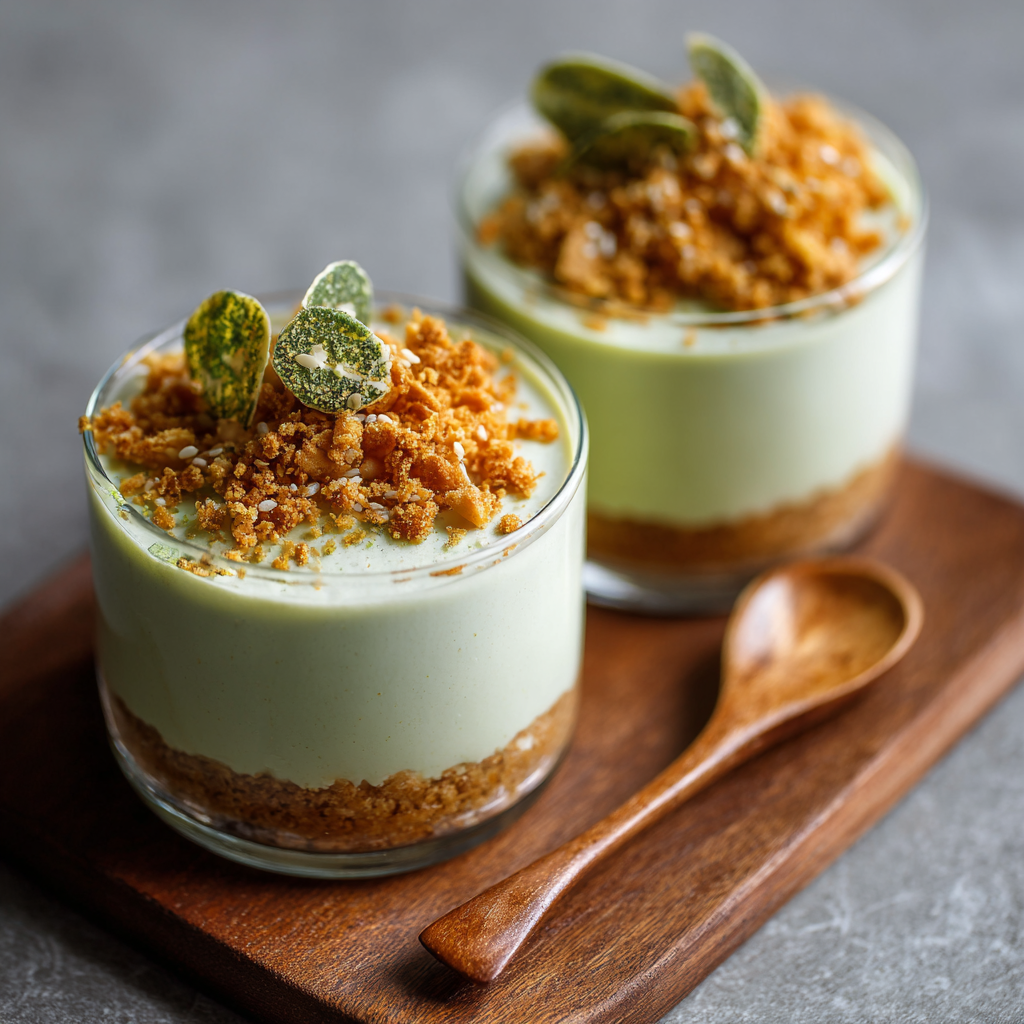 Matcha Coconut Cream Dessert with Sesame Crumble Recipe