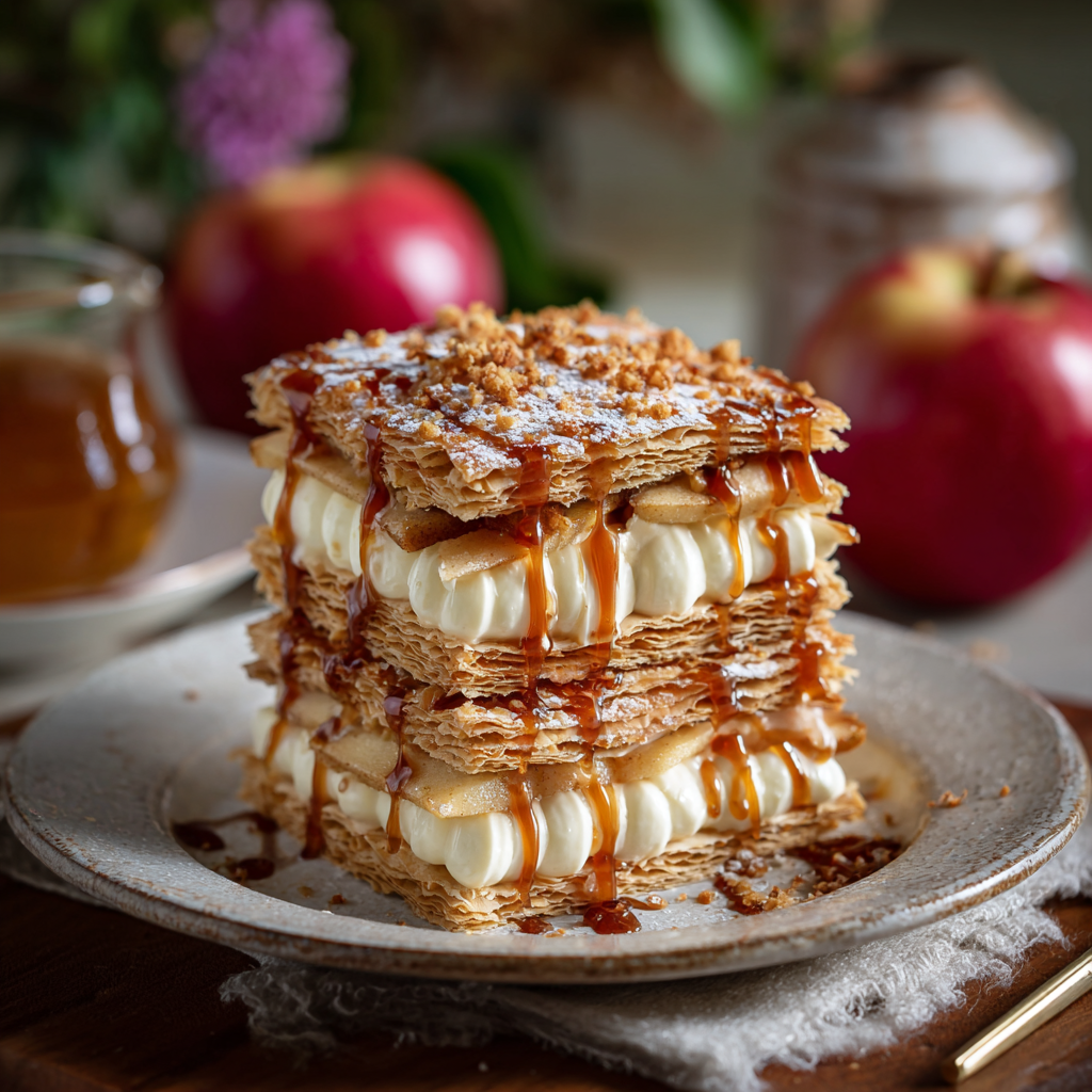 Caramel Apple Mille-Feuille with Cream Layers Recipe