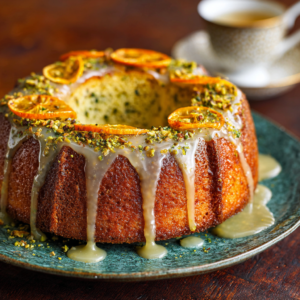 Pistachio and Orange Blossom Cake with Honey Glaze Recipe
