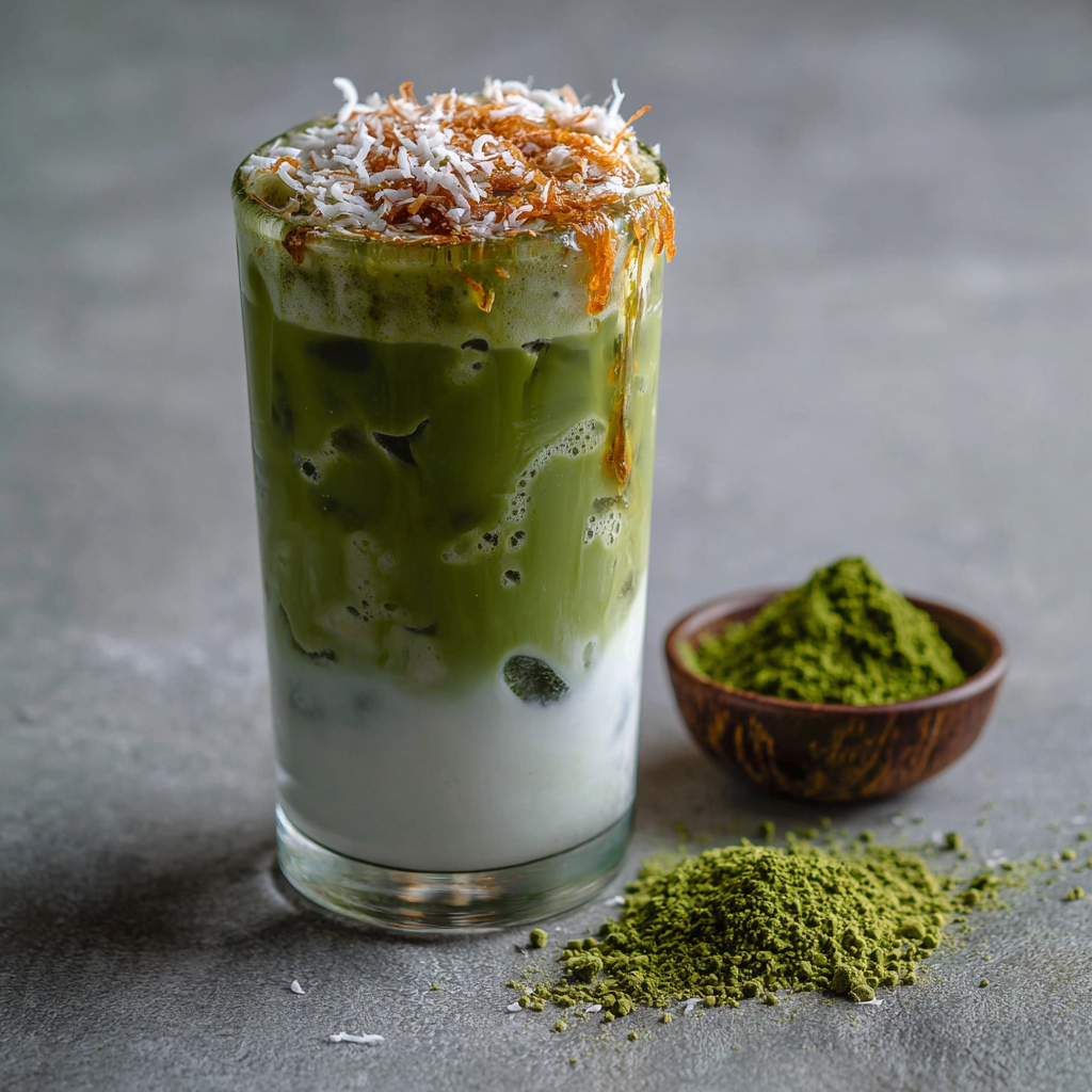 Coconut Iced Matcha Latte Recipe - Recipe Image