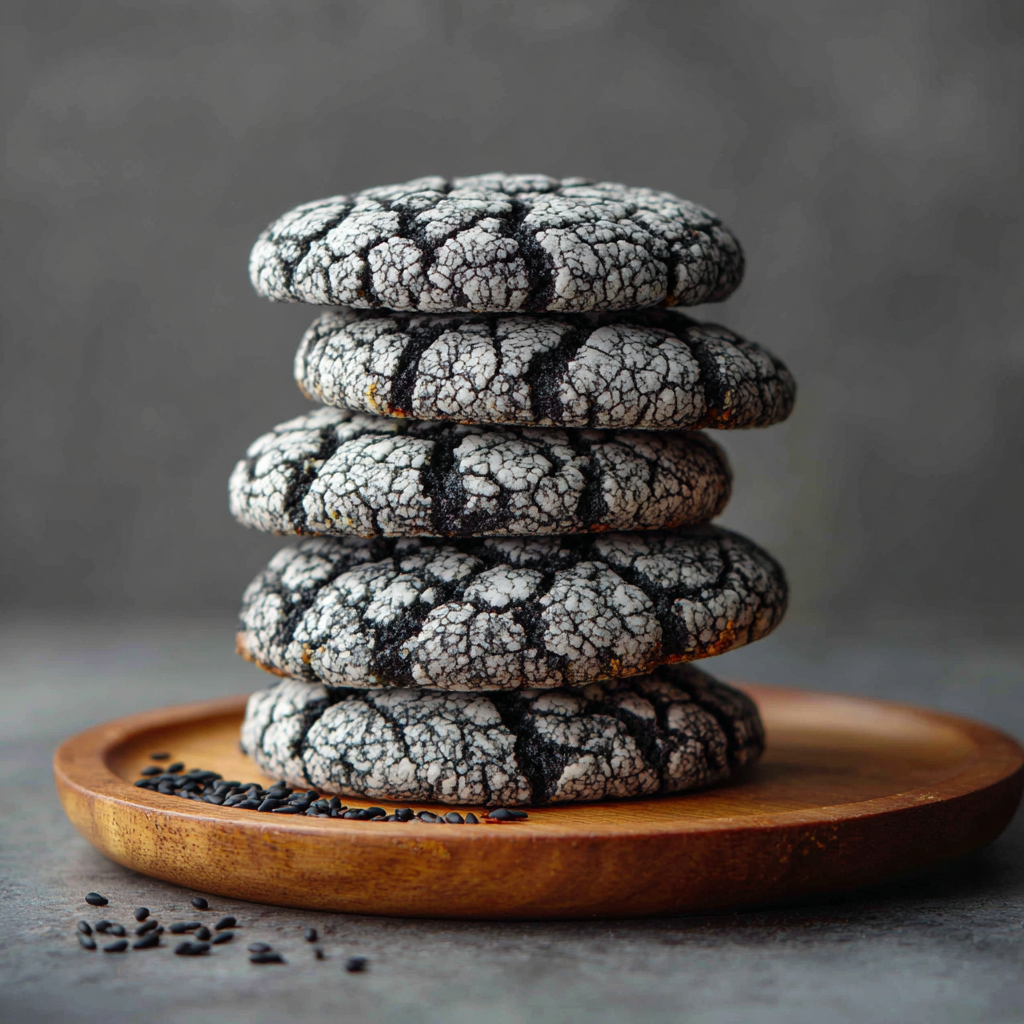 Black Sesame Crinkle Cookies Recipe