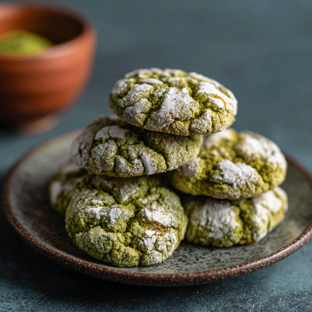 Matcha White Chocolate Crinkle Cookies Recipe