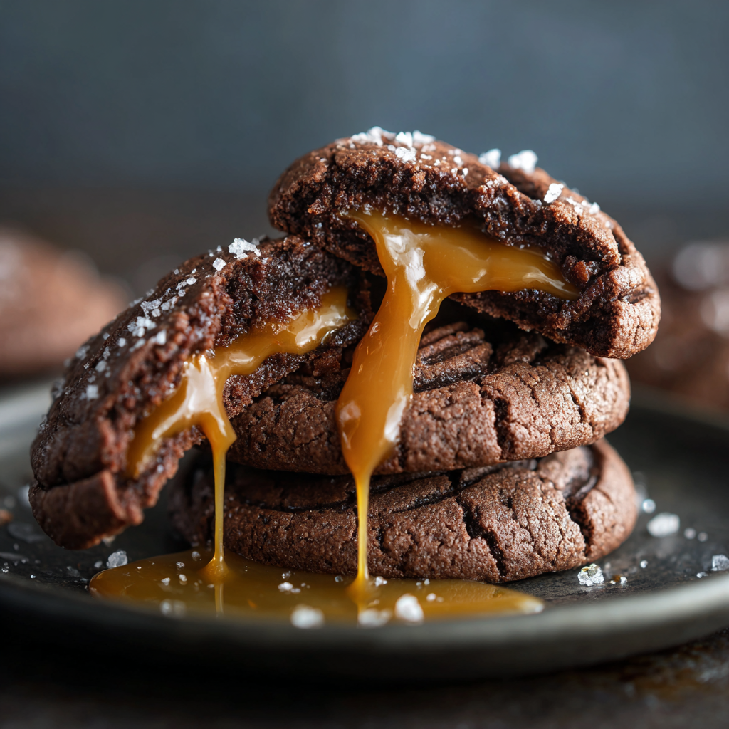 Salted Caramel Stuffed Chocolate Cookies Recipe