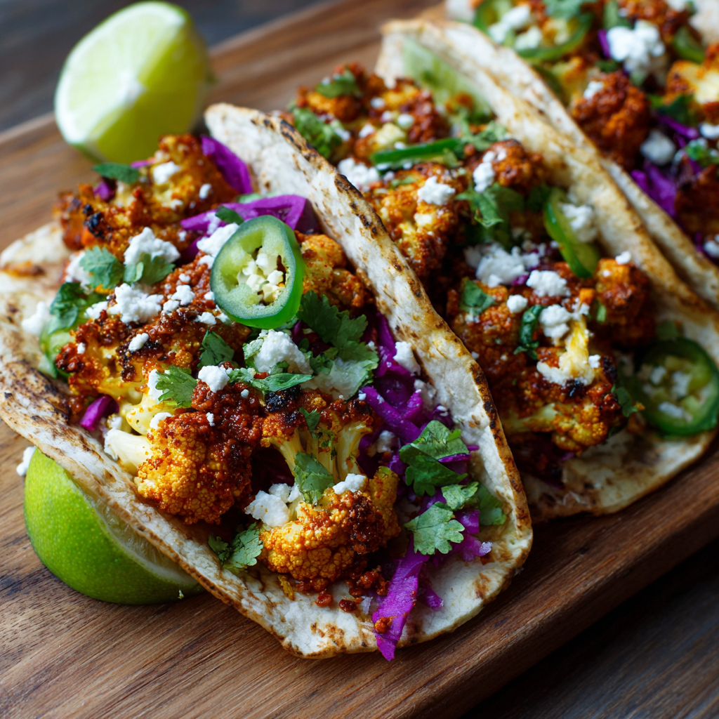 Spicy Roasted Cauliflower Tacos Recipe
