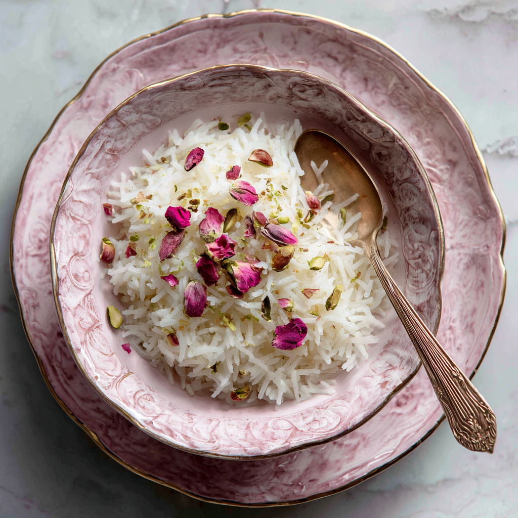 Rose Cardamom Cream Rice Elegance Recipe 2 Rose Cardamom Cream Rice Elegance Recipe - Recipe Image