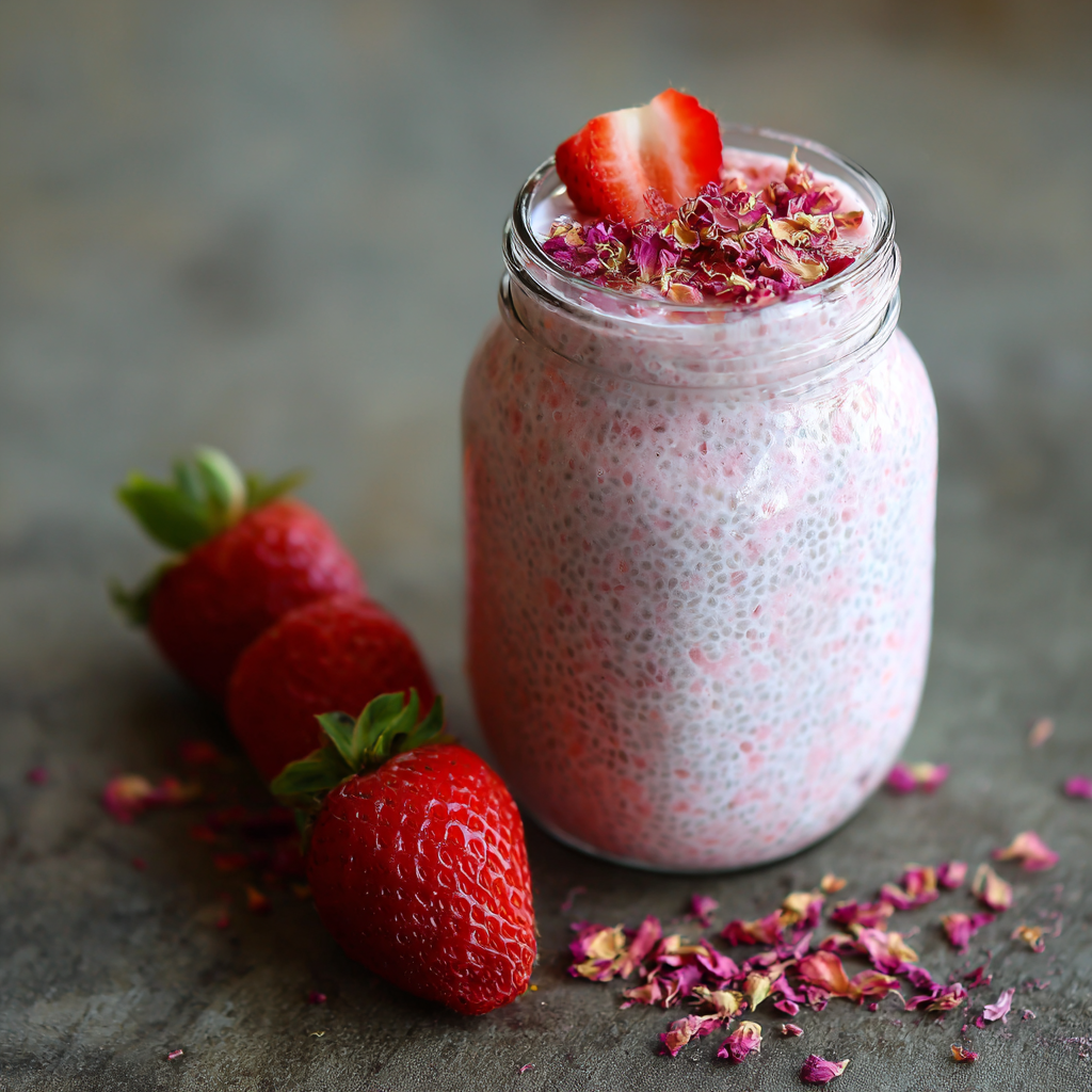 Strawberry Rose Milk Chia Bliss Recipe - Recipe Image