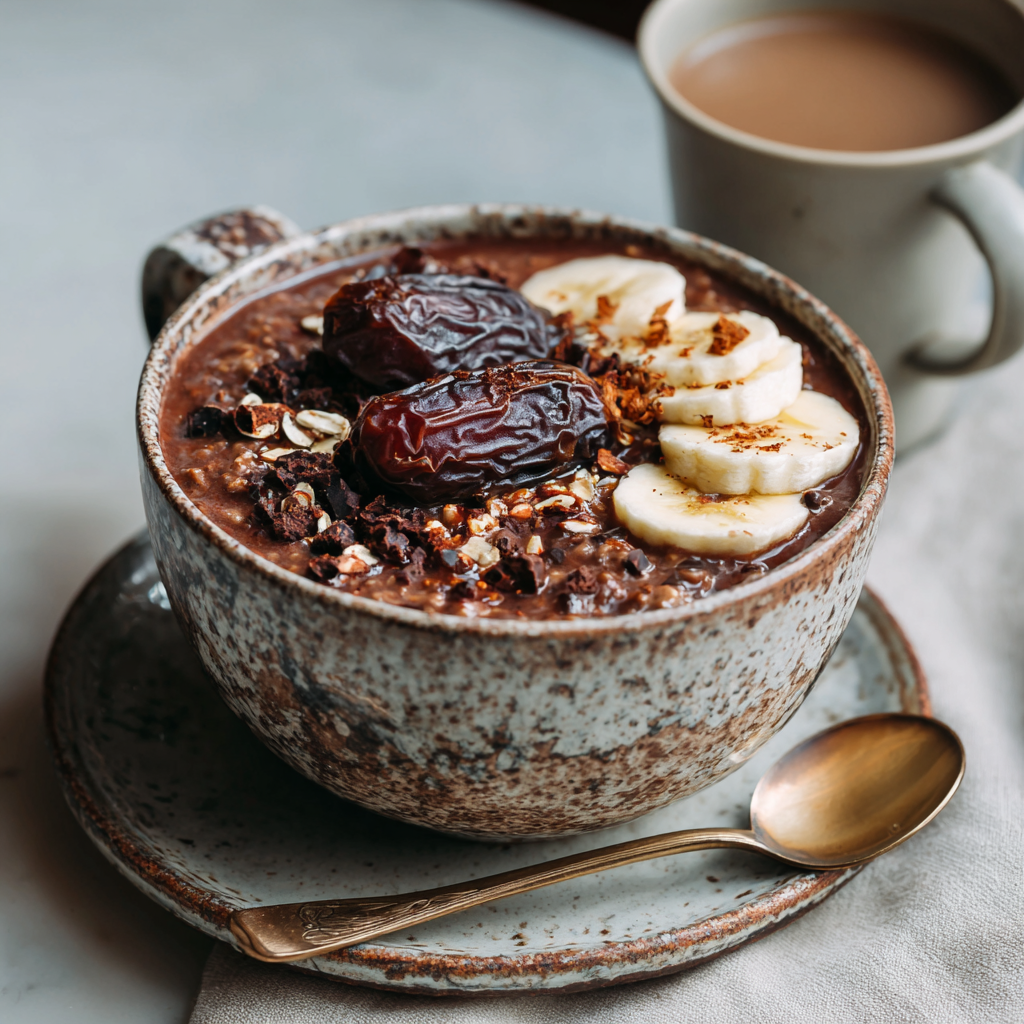 Chocolate Tahini Date Oats Recipe - Recipe Image