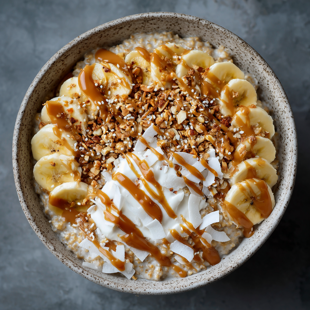 Banana Coconut Caramel Oat Bowl Recipe - Recipe Image