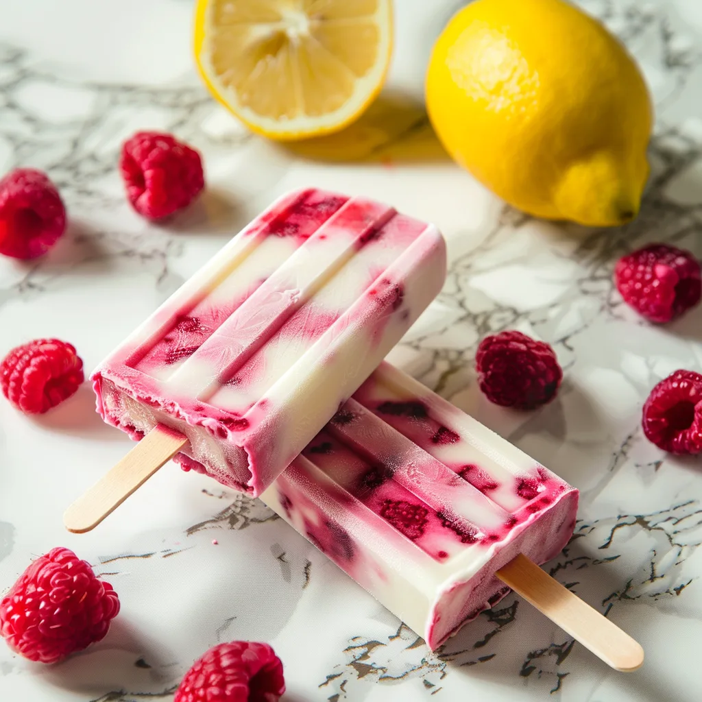 Raspberry Lemon Yogurt Popsicles Recipe - Recipe Image