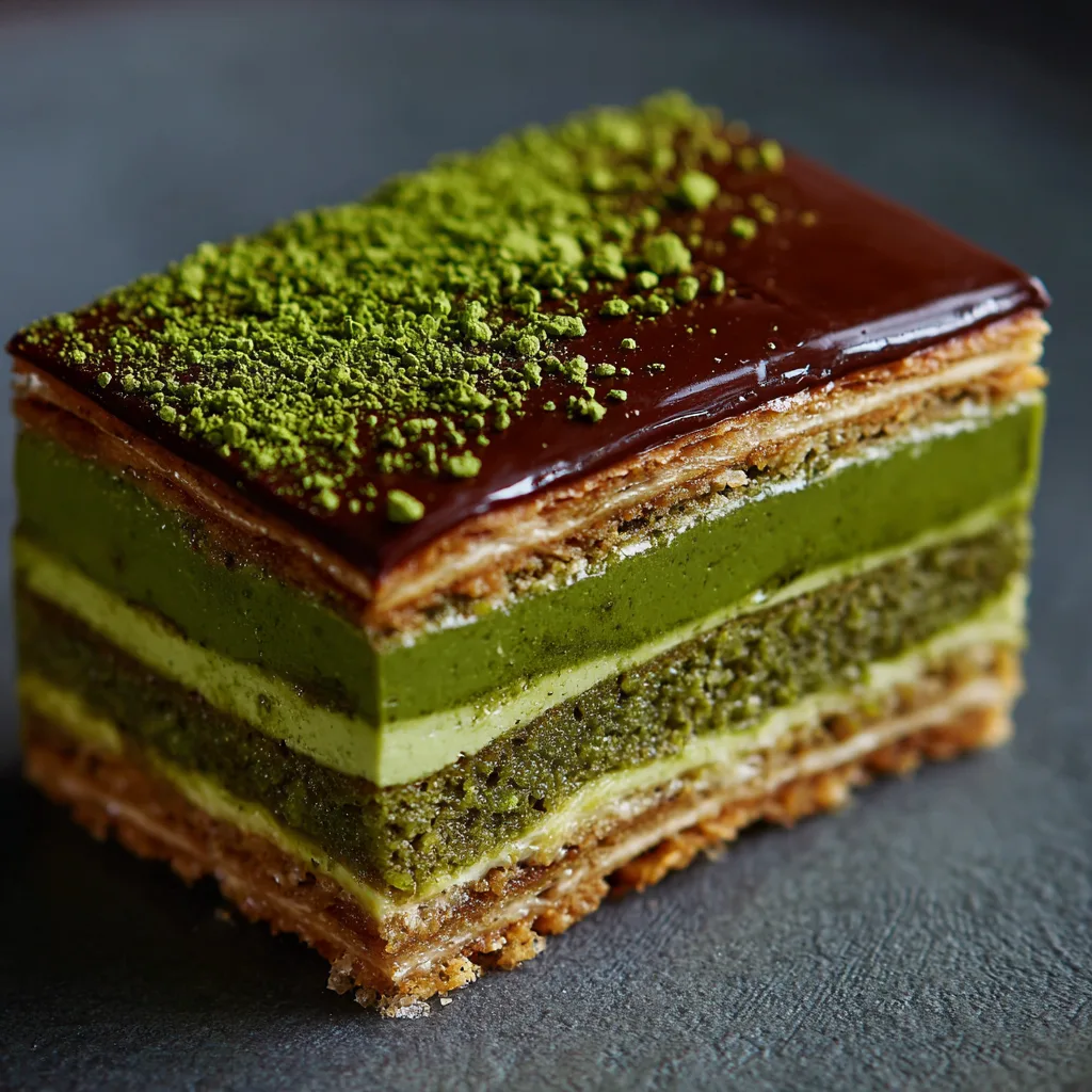 Matcha Opera Cake (Modern Style) Recipe - Recipe Image