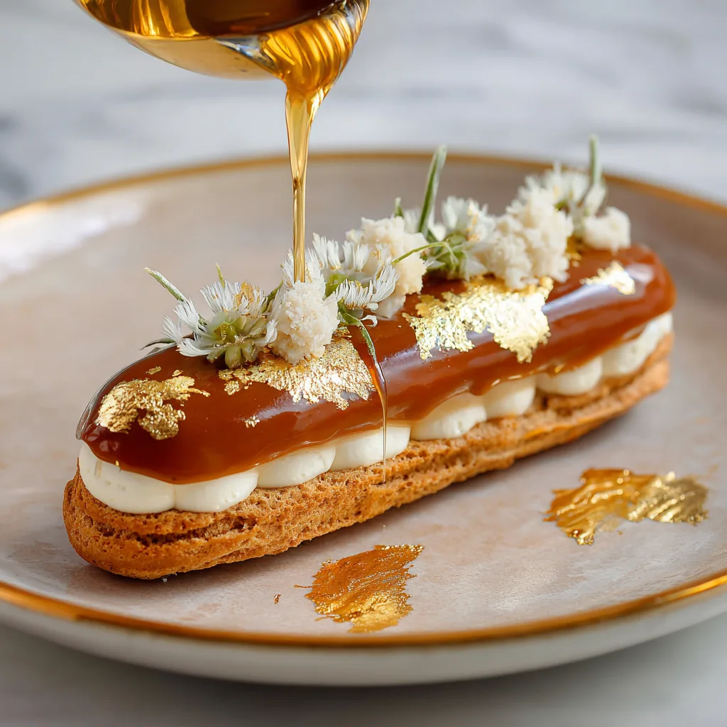 Salted Caramel Éclair with Gold Leaf Recipe 2 Salted Caramel Éclair with Gold Leaf Recipe - Recipe Image