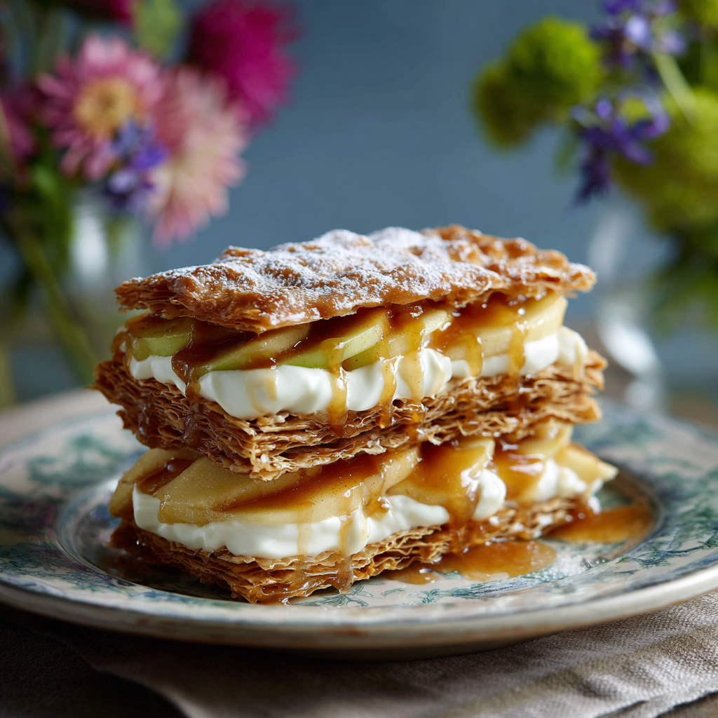 Caramel Apple Mille-Feuille with Cream Layers Recipe 2 Caramel Apple Mille-Feuille with Cream Layers Recipe - Recipe Image