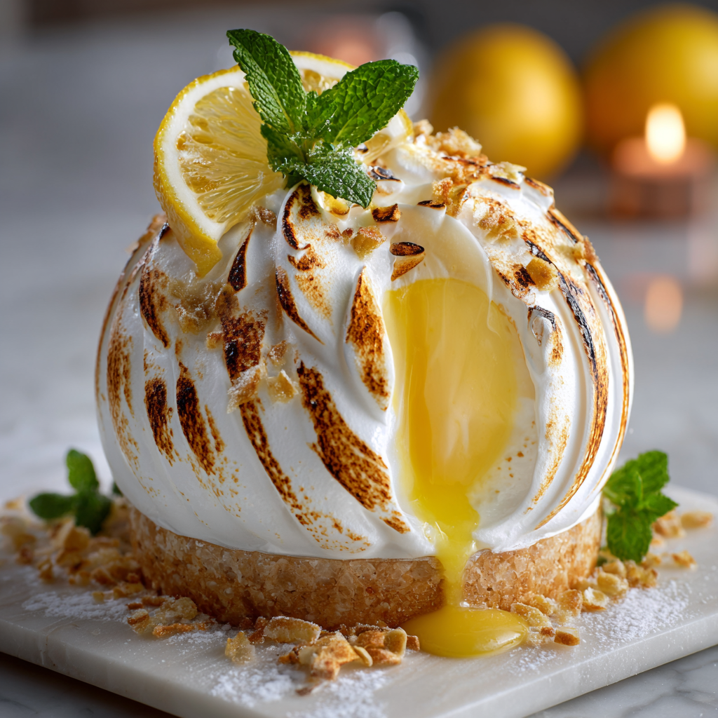 Lemon Meringue Sphere with Liquid Center Recipe 2 Lemon Meringue Sphere with Liquid Center Recipe - Recipe Image