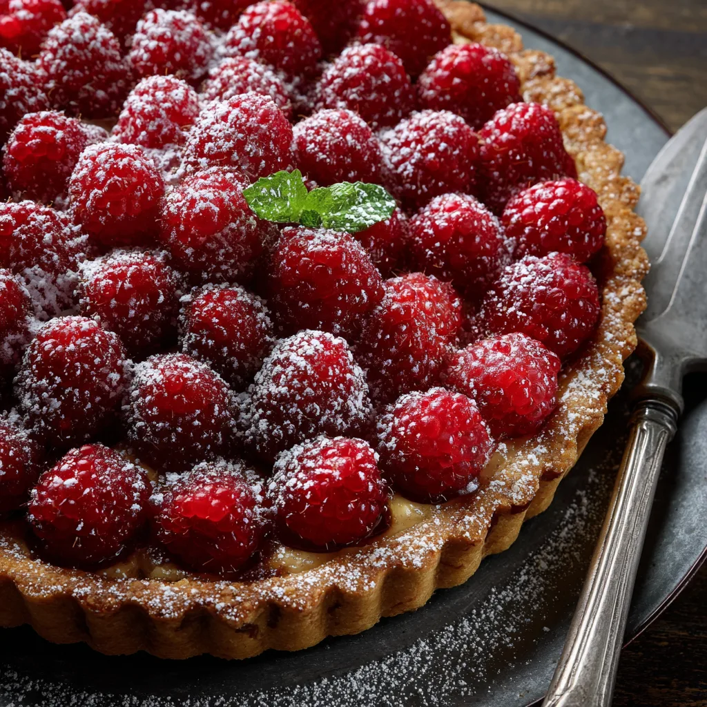 Raspberry Almond Tart with Powdered Sugar Finish Recipe