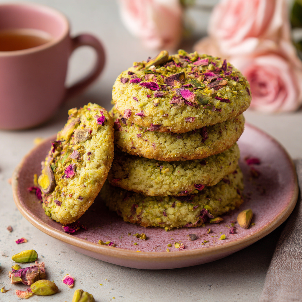 Pistachio Rose Butter Cookies Recipe 2 Pistachio Rose Butter Cookies Recipe - Recipe Image