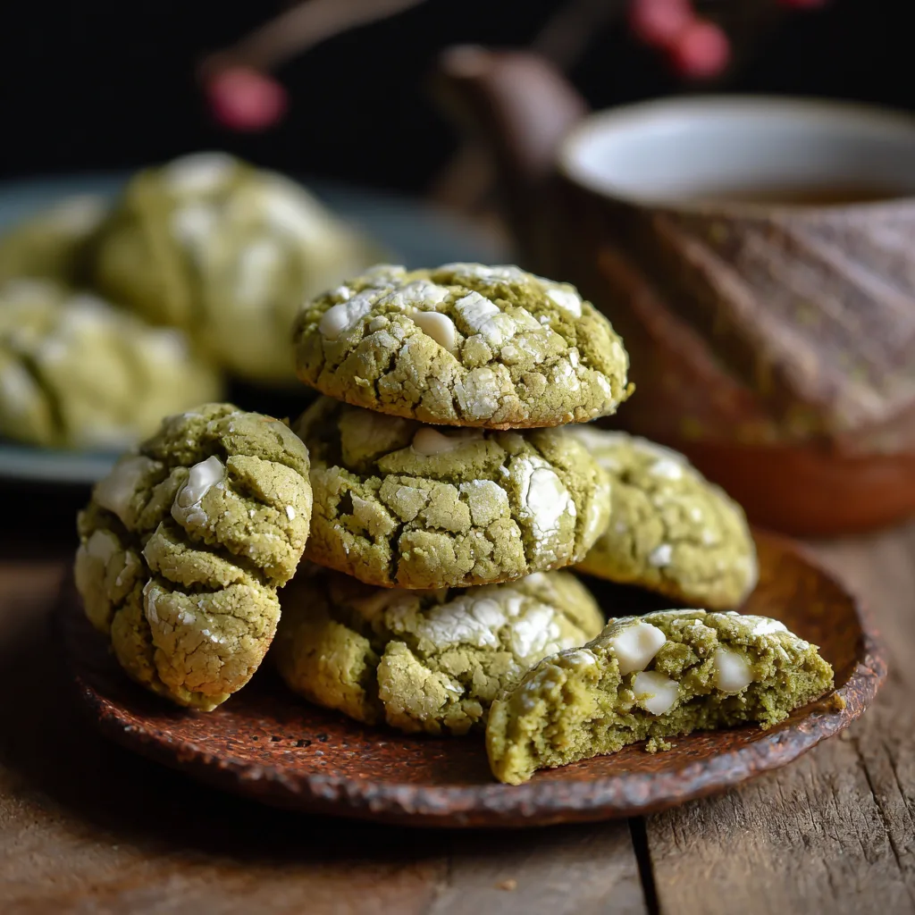 Matcha White Chocolate Crinkle Cookies Recipe - Recipe Image