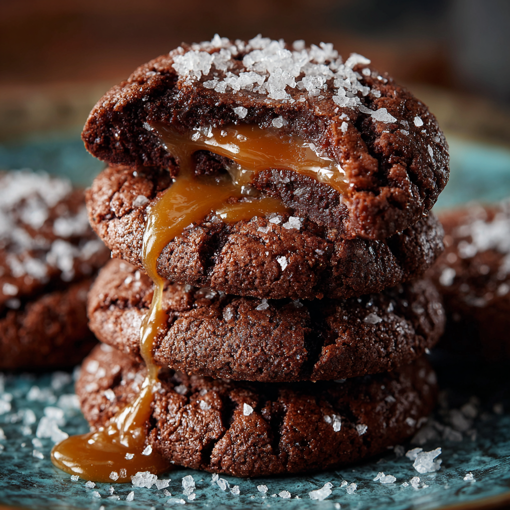 Salted Caramel Stuffed Chocolate Cookies Recipe 2 Salted Caramel Stuffed Chocolate Cookies Recipe - Recipe Image