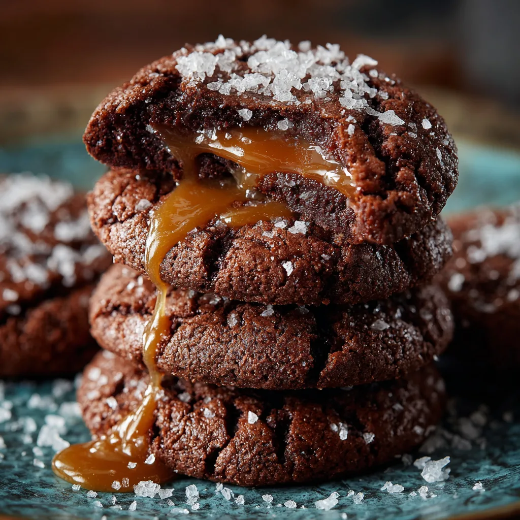 Salted Caramel Stuffed Chocolate Cookies Recipe - Recipe Image