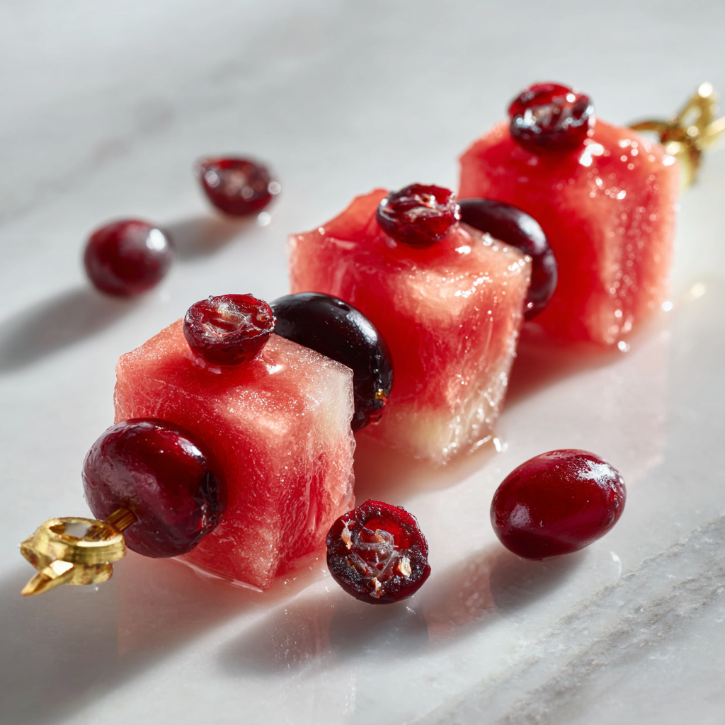 Watermelon Cranberry Fruit Skewers Recipe - Recipe Image