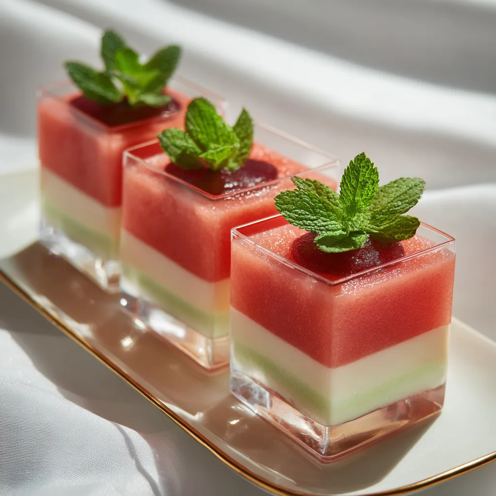 Layered Watermelon Cranberry Cups Recipe 2 Layered Watermelon Cranberry Cups Recipe - Recipe Image