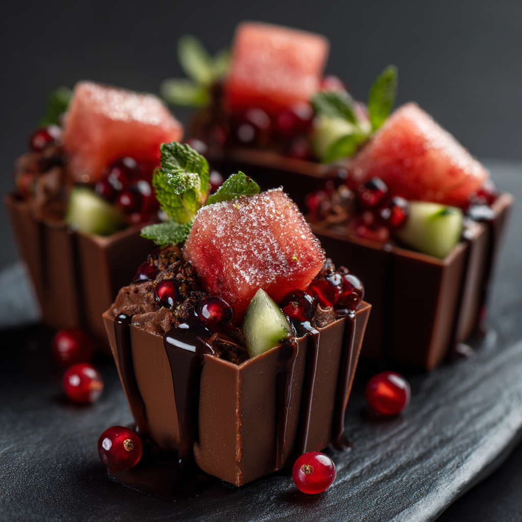 Watermelon Cranberry Chocolate Cups Recipe - Recipe Image