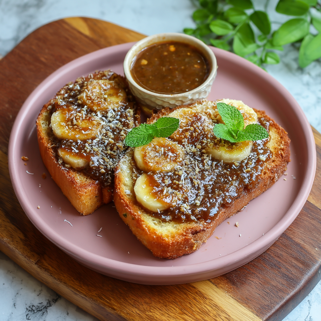 Banana Biscuit Spread Toast Recipe - Recipe Image