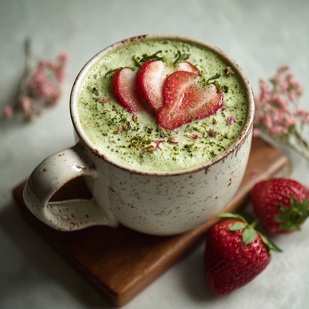 Easy 5-min Strawberry Matcha Latte - Recipe Image