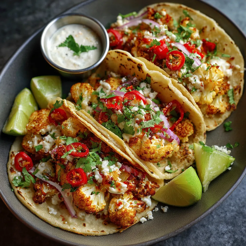 Spicy Roasted Cauliflower Tacos Recipe 3 Spicy Roasted Cauliflower Tacos Recipe - Recipe Image