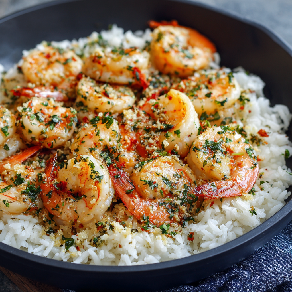 Garlic Butter Shrimp Rice Recipe - Recipe Image