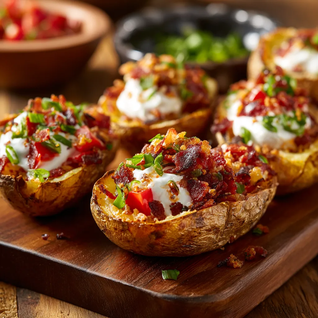 Loaded Baked Potato Skins Recipe 2 Loaded Baked Potato Skins Recipe - Recipe Image
