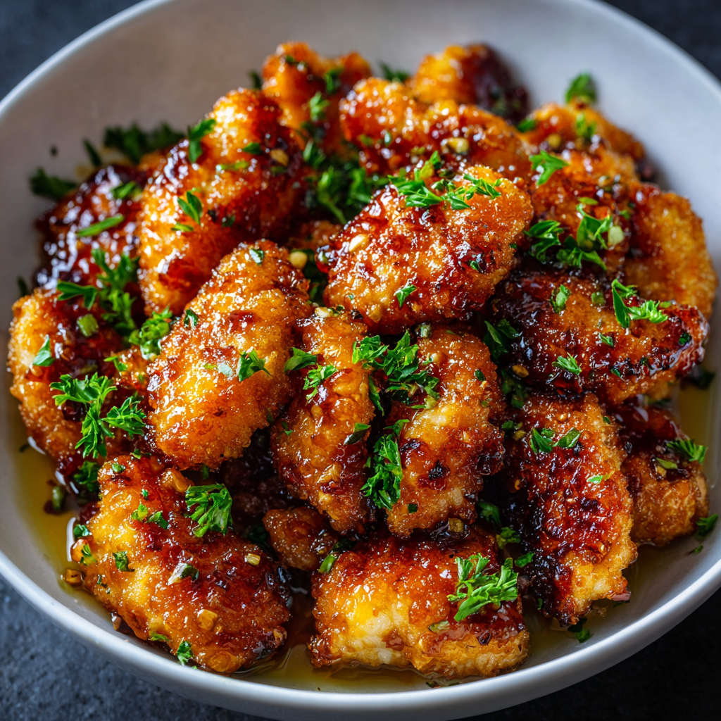 Crispy Honey Garlic Chicken Bites Recipe - Recipe Image