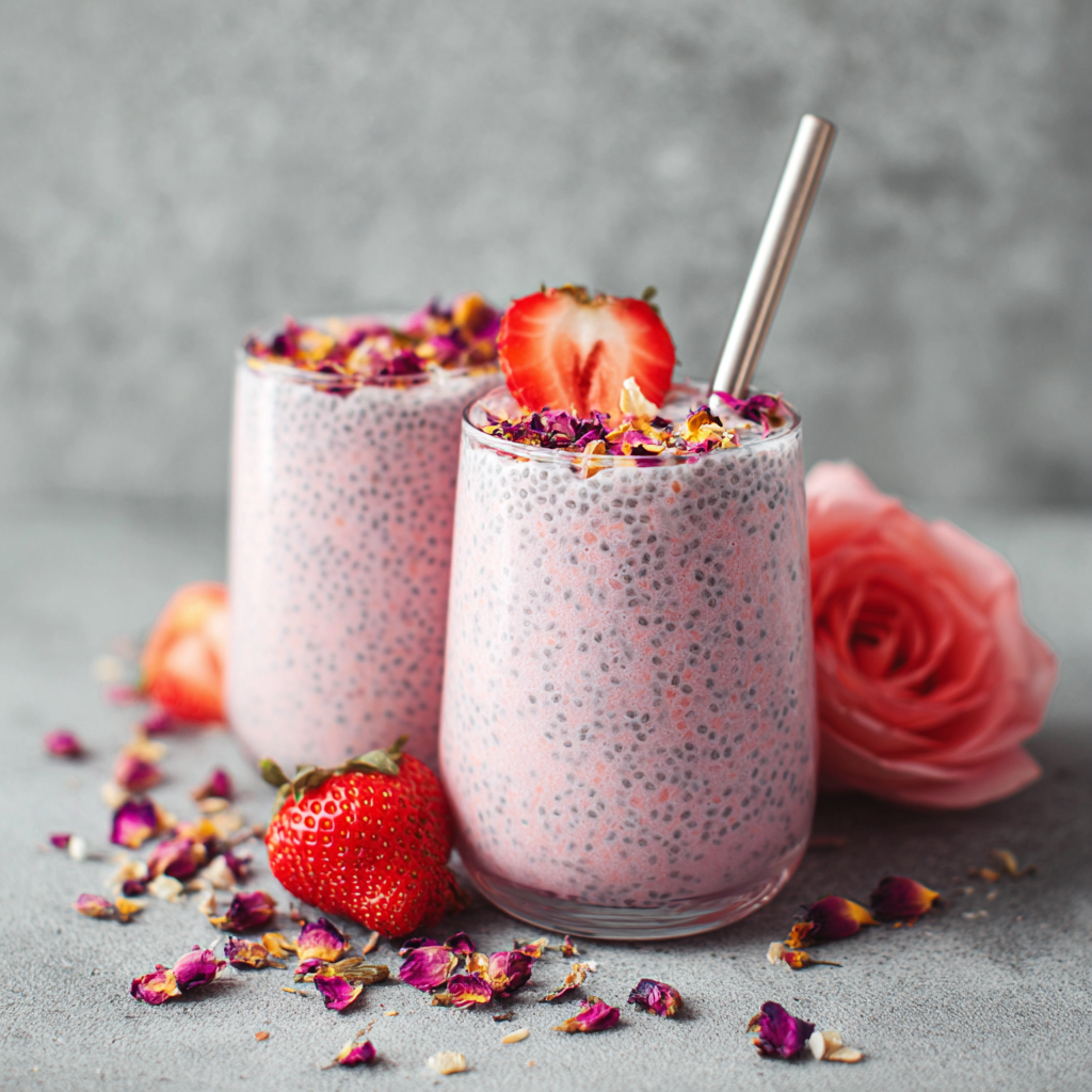 Strawberry Rose Milk Chia Bliss Recipe - Recipe Image