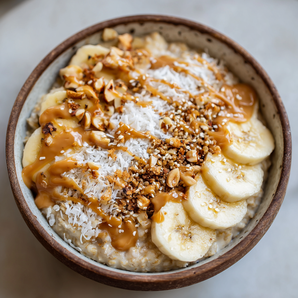 Banana Coconut Caramel Oat Bowl Recipe - Recipe Image