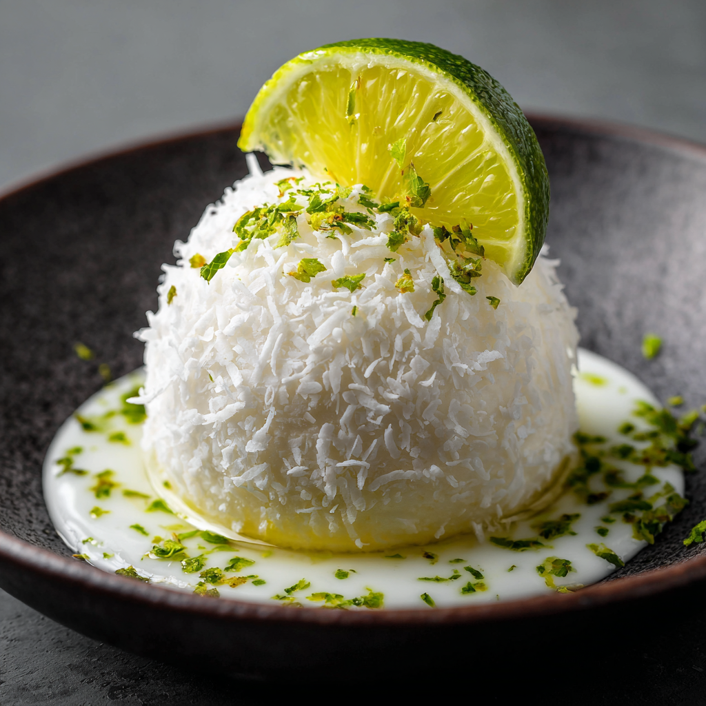 Coconut Lime Sphere with Liquid Center Recipe 2 Coconut Lime Sphere with Liquid Center Recipe - Recipe Image