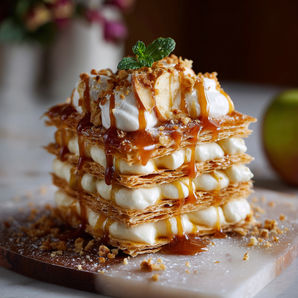 Caramel Apple Mille-Feuille with Cream Layers Recipe 3 Caramel Apple Mille-Feuille with Cream Layers Recipe - Recipe Image