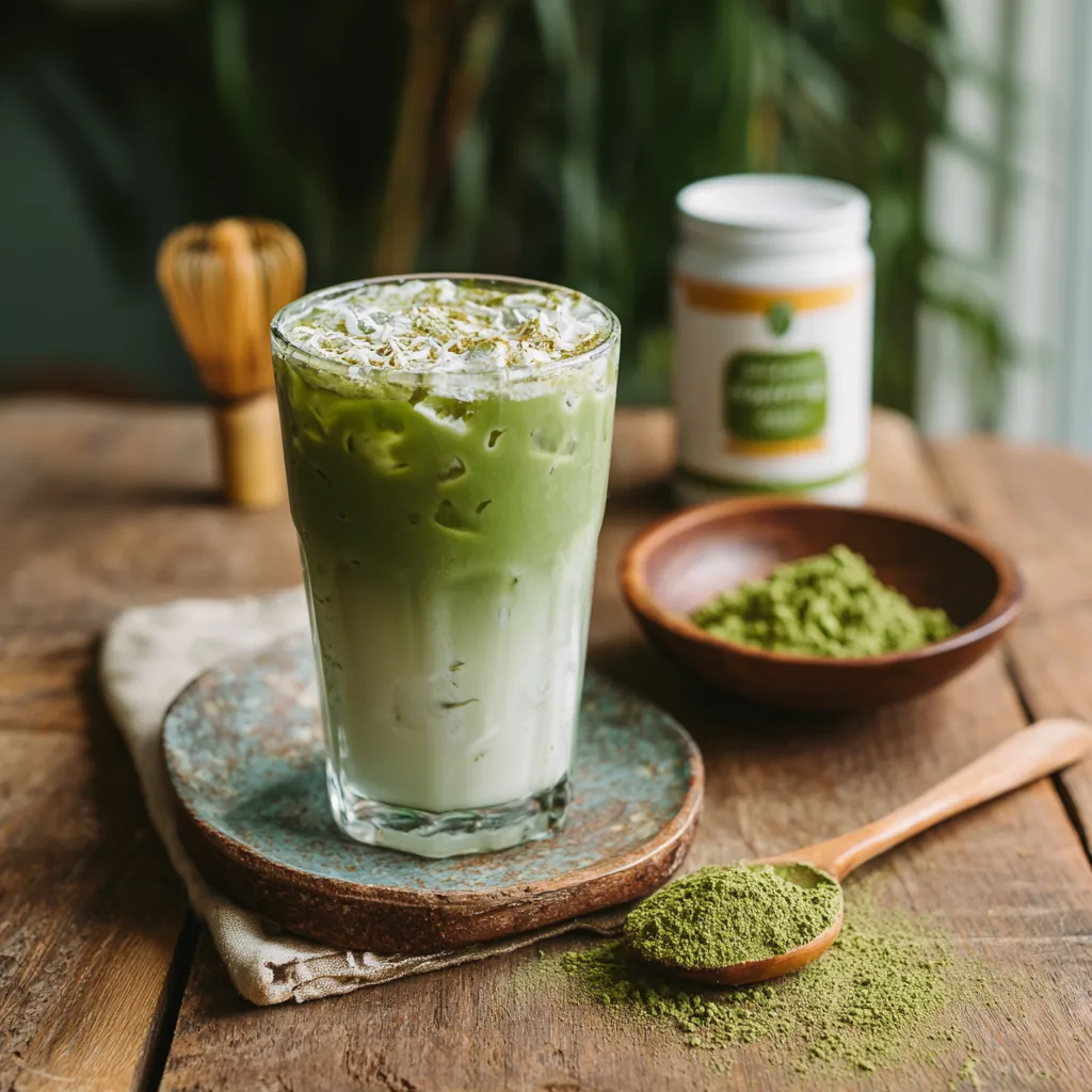 Coconut Iced Matcha Latte Recipe 2 Coconut Iced Matcha Latte Recipe - Recipe Image