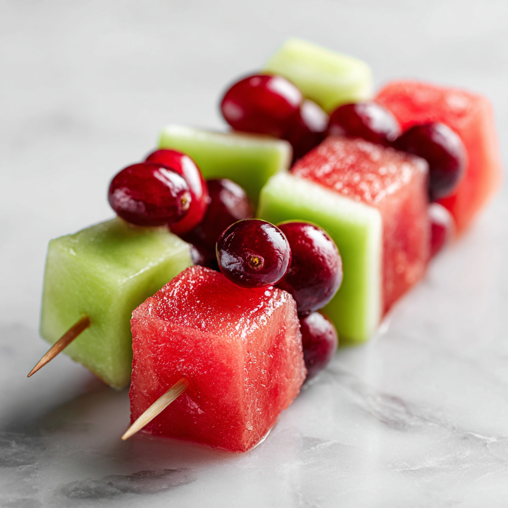 Watermelon Cranberry Fruit Skewers Recipe - Recipe Image