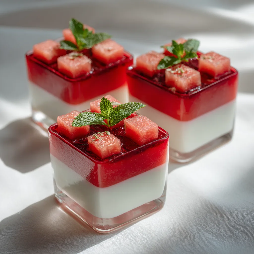 Layered Watermelon Cranberry Cups Recipe 3 Layered Watermelon Cranberry Cups Recipe - Recipe Image