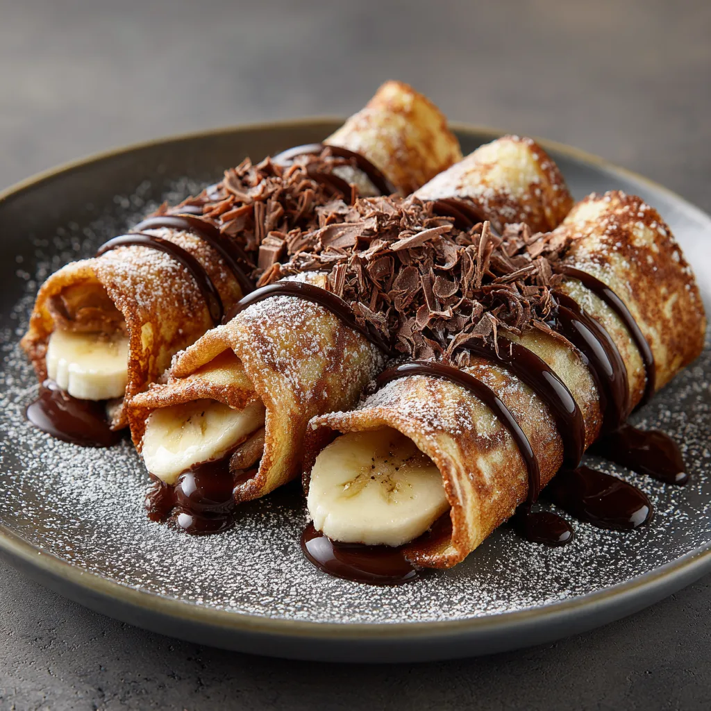 Chocolate Banana Pancake Rolls Recipe 3 Chocolate Banana Pancake Rolls Recipe - Recipe Image