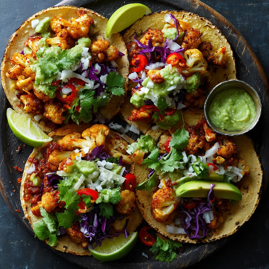 Spicy Roasted Cauliflower Tacos Recipe 2 Spicy Roasted Cauliflower Tacos Recipe - Recipe Image