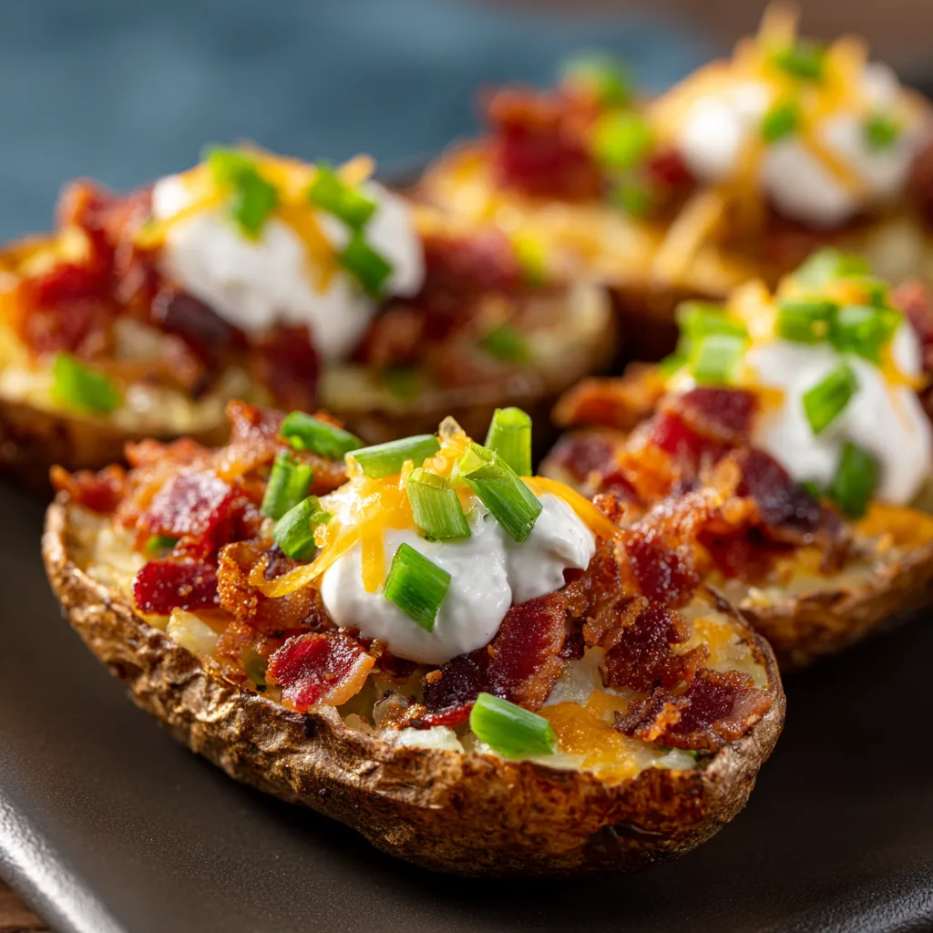 Loaded Baked Potato Skins Recipe 3 Loaded Baked Potato Skins Recipe - Recipe Image