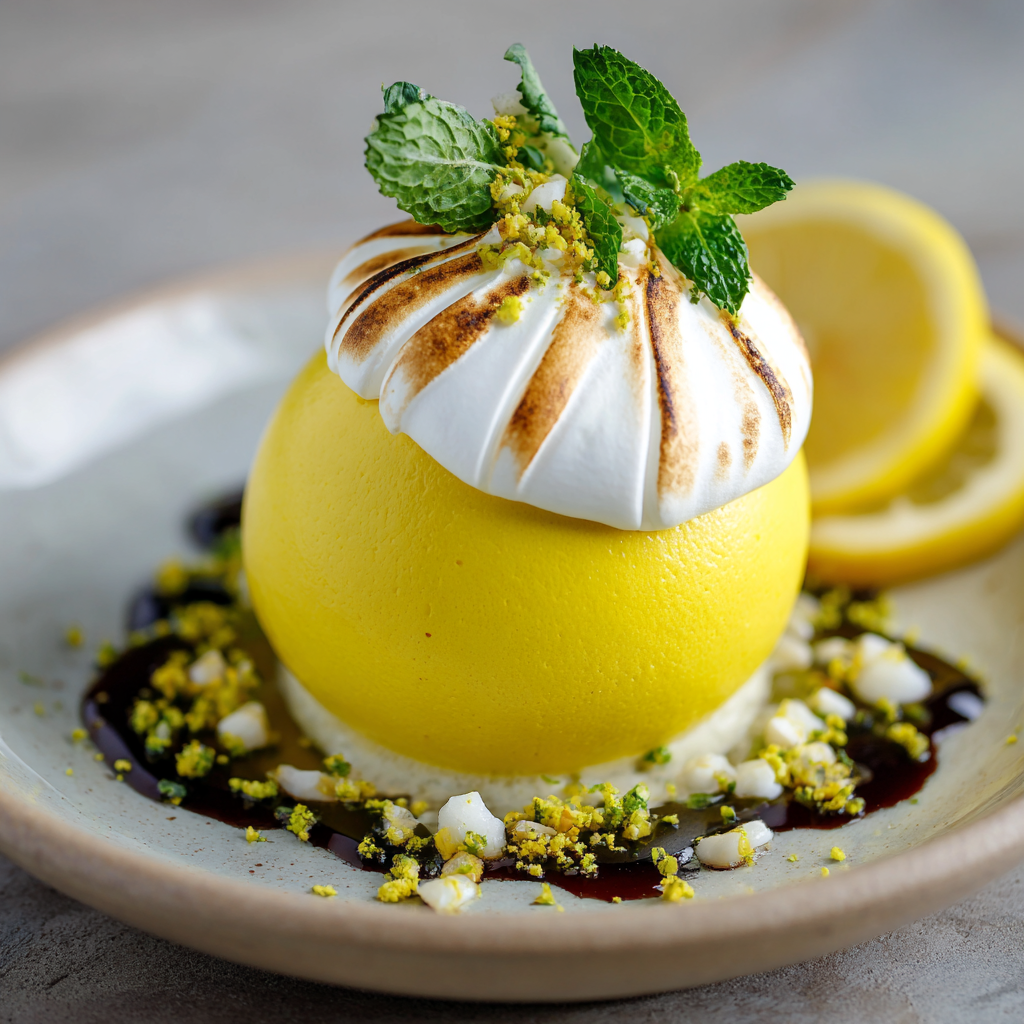 Lemon Meringue Sphere with Liquid Center Recipe 3 Lemon Meringue Sphere with Liquid Center Recipe - Recipe Image