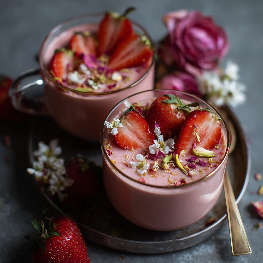 Strawberry Rosewater Silk Cups Recipe 3 Strawberry Rosewater Silk Cups Recipe - Recipe Image