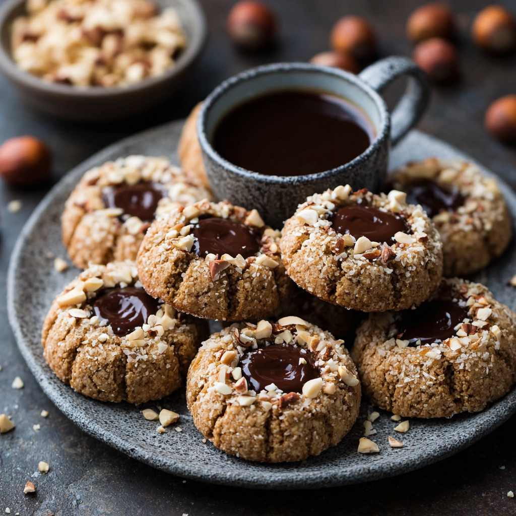 Espresso Hazelnut Thumbprint Cookies Recipe 3 Espresso Hazelnut Thumbprint Cookies Recipe - Recipe Image