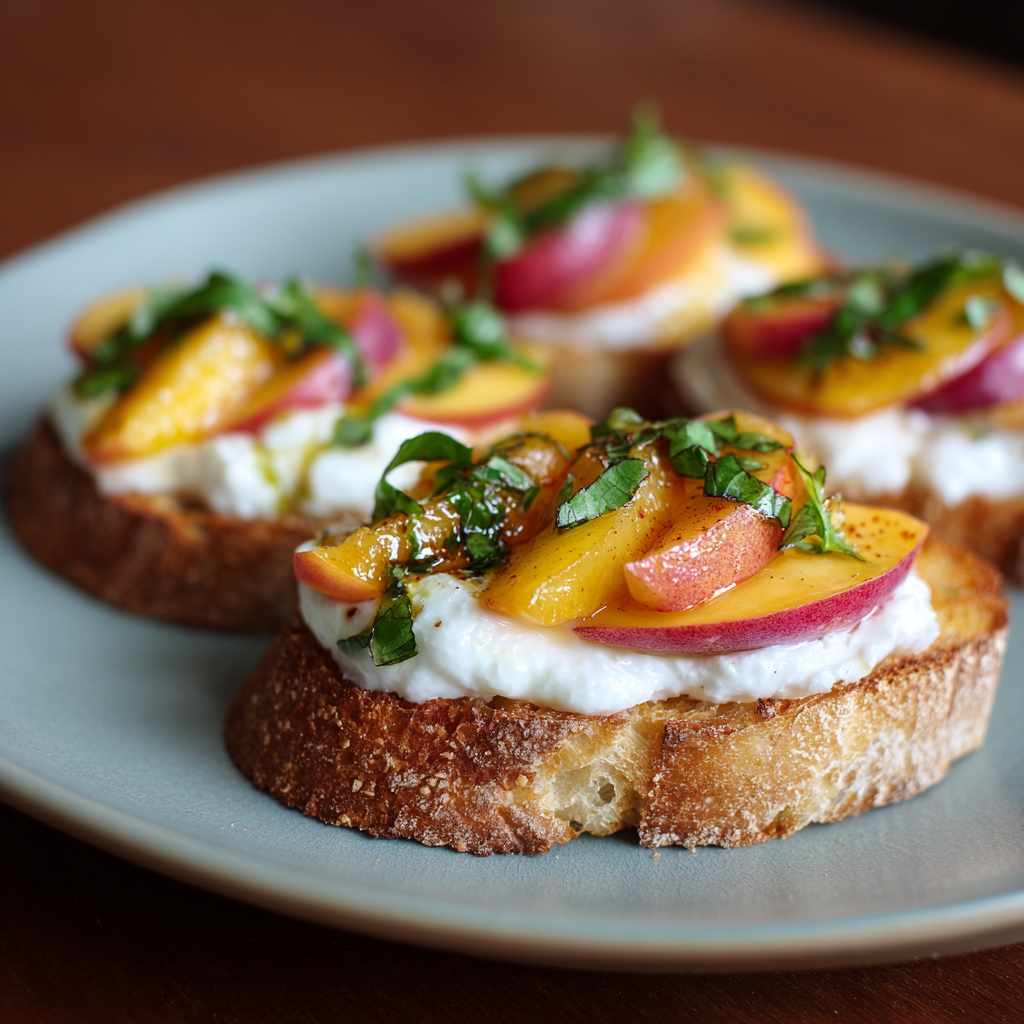 Peach Burrata Crostini Recipe