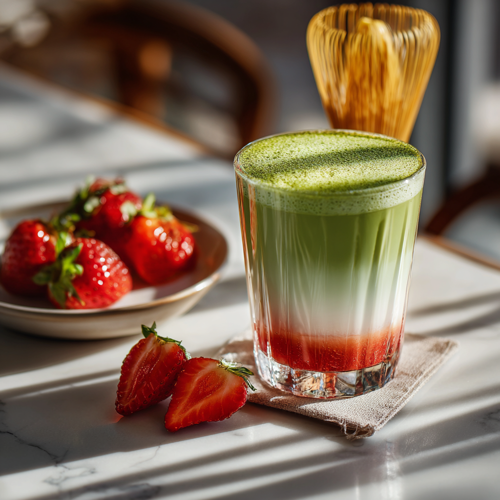 Matcha Strawberry Latte Recipe - Recipe Image