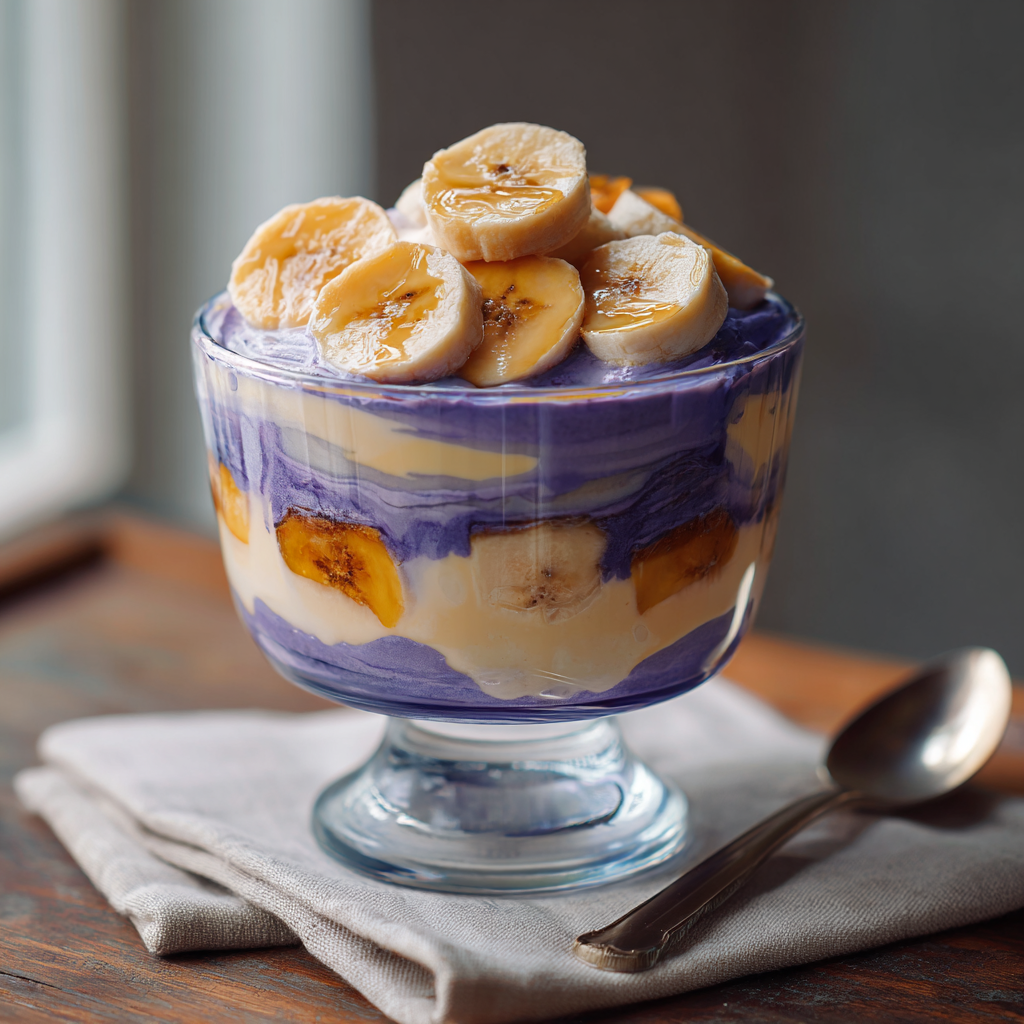 Ube Banana Pudding with Maja Blanca Recipe