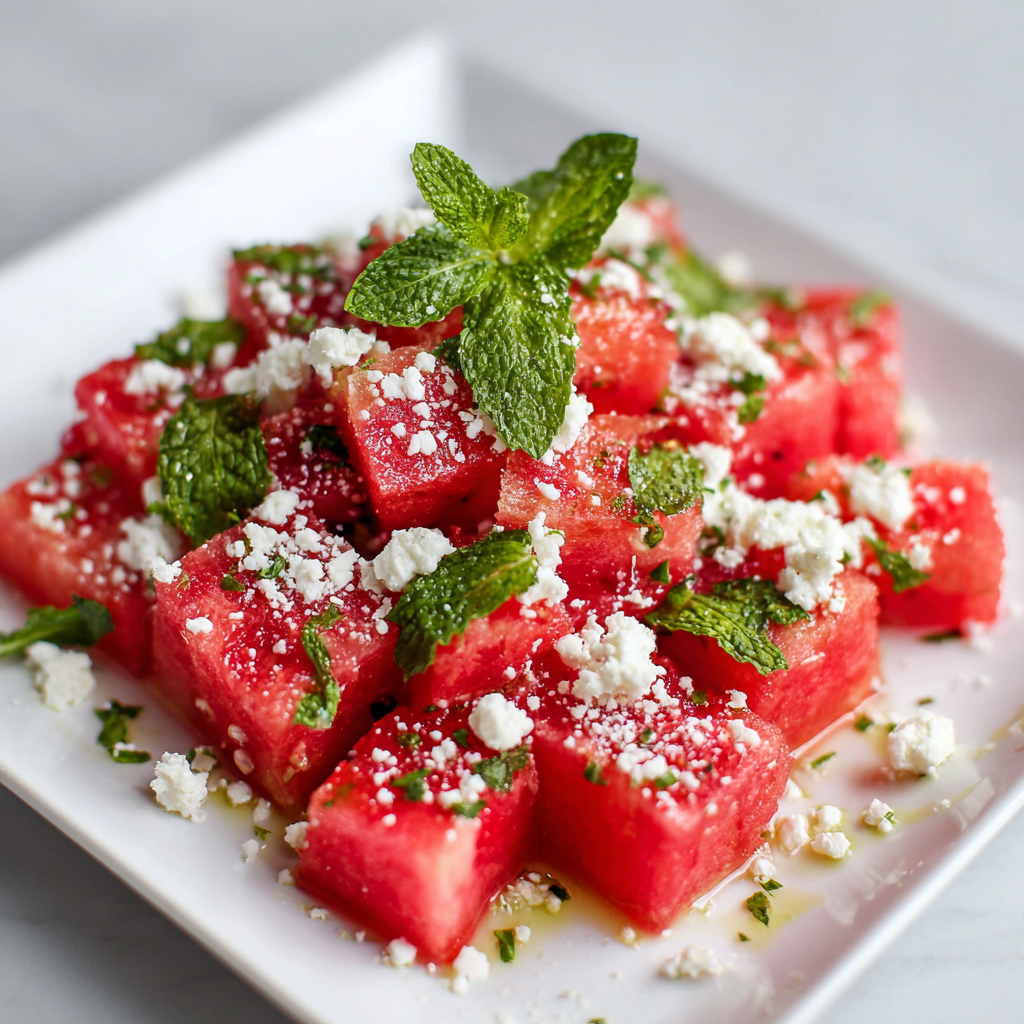 Watermelon Feta Mint Salad Recipe - Recipe Image
