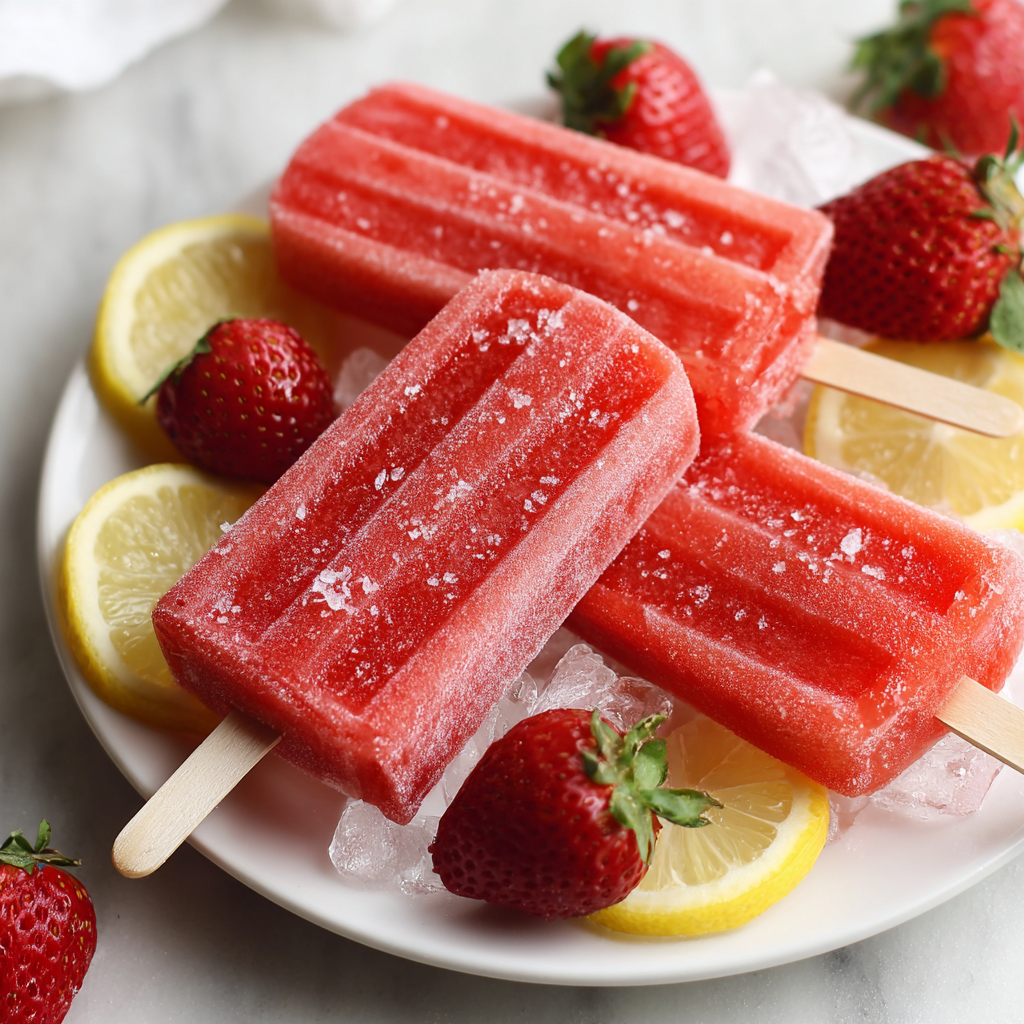 Strawberry Lemonade Popsicles Recipe - Recipe Image